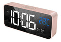 Réveil possédant Numérique Grand Affichage de une Température LED Alarme du Miroir Portable possédant Double Alarme Roupillon Temps Gradateur de Luminosité Réglable sur 4 Niveaux Rose