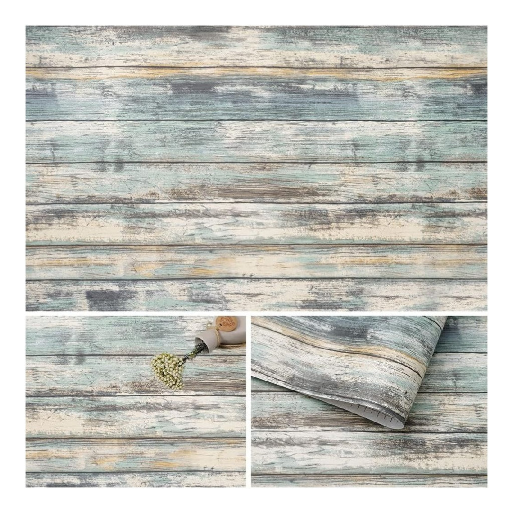Bois Rustique Papier Adhesif pour MeubleAuto Adhesif Papier PeintVinyle Film Autocollant Décoratif Imperméable Adhesif destiné à MeubleCuisineArmoiresRevêtementsBleu Bois44cmx10m