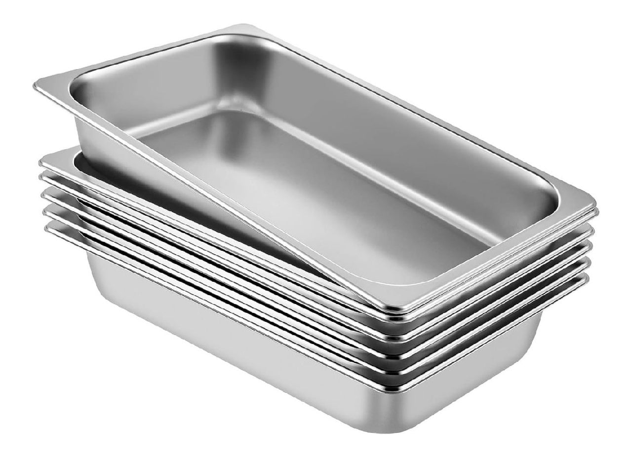 Inox Bac Alimentaire Lot de 6 Plats à Four en Acier Inoxydable 13L Épaisseur 08mm Bac Poli Rectangulaire Effet Miroir Aliments Chauds ainsi que Froids destiné à Cuisine du Restaurant Gril Gâteaux Tartes