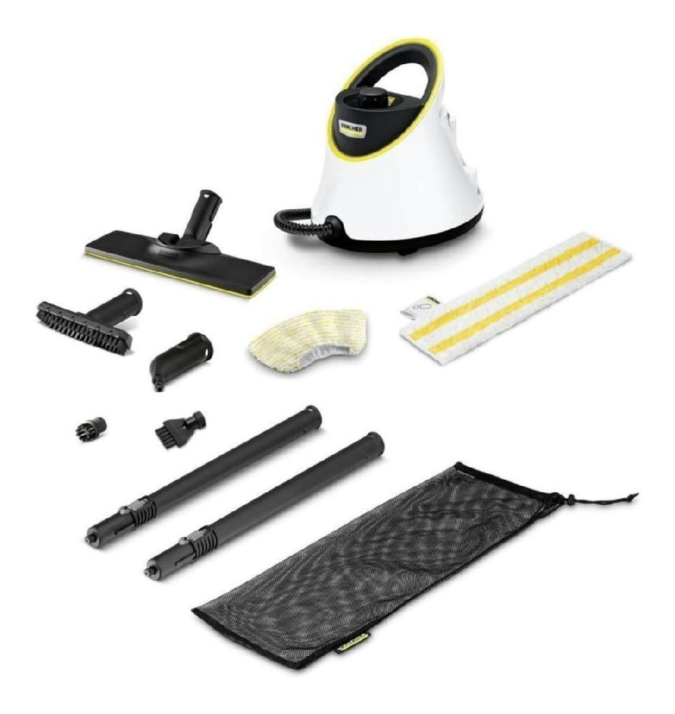 SC Vapeur Nettoyeur 2 Deluxe Surface 75m² Réservoir 1 l Pression Vapeur 32 bar Temps Préchauffage 65 min Puissance 1 500 W Set de Nettoyage de Sol EasyFix 3 buses